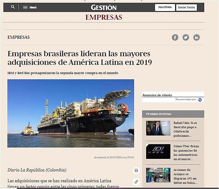 Empresas brasileras lideran las mayores adquisiciones de Amrica Latina en 2019